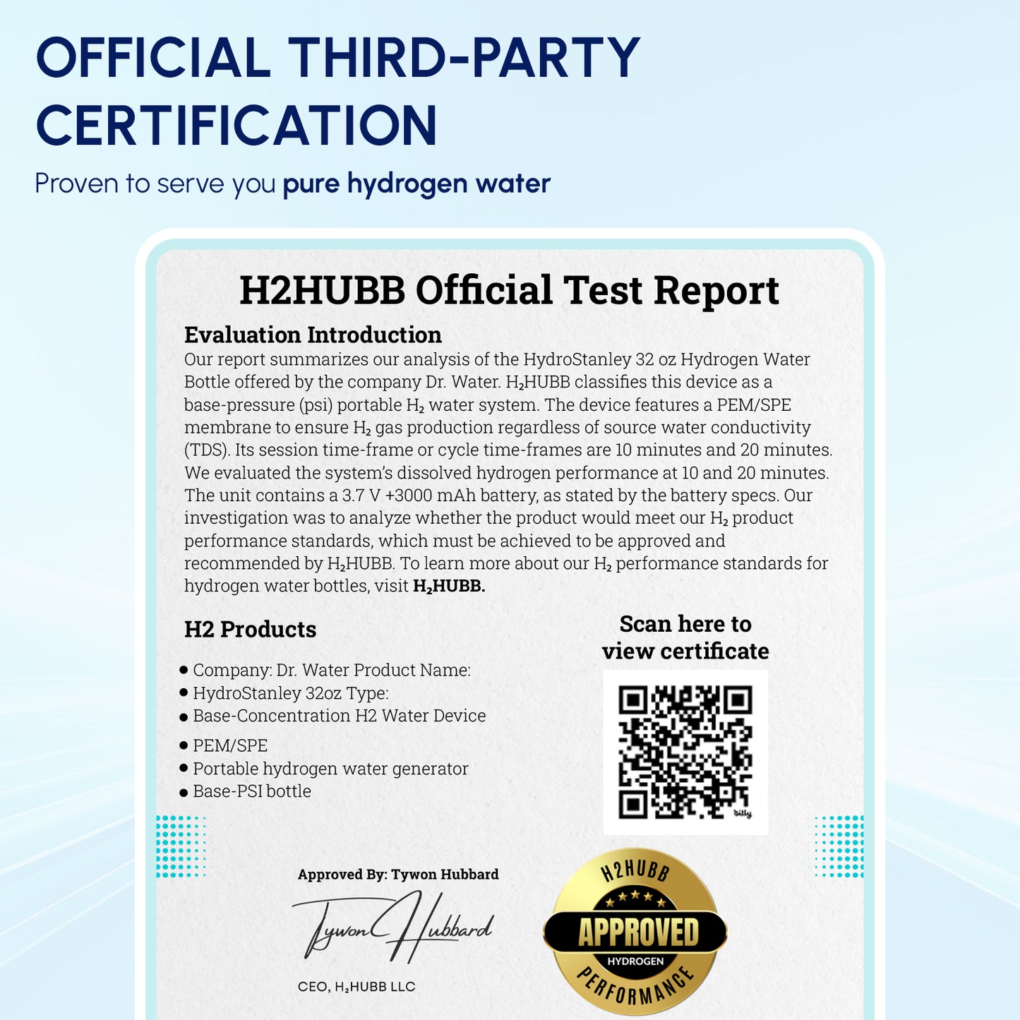 HydroStanley 32oz – Premium Hydrogen Water Bottle