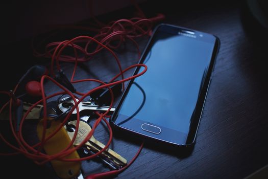 Phone charging on a nightstand overnight