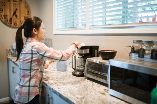 Kitchen counter cleaning routine on a Sunday morning