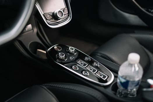 Water bottle placed in a car cup holder