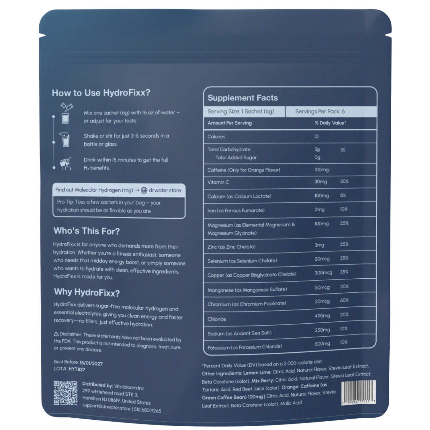 HydroFixx Hydrogen + Electrolytes Mix