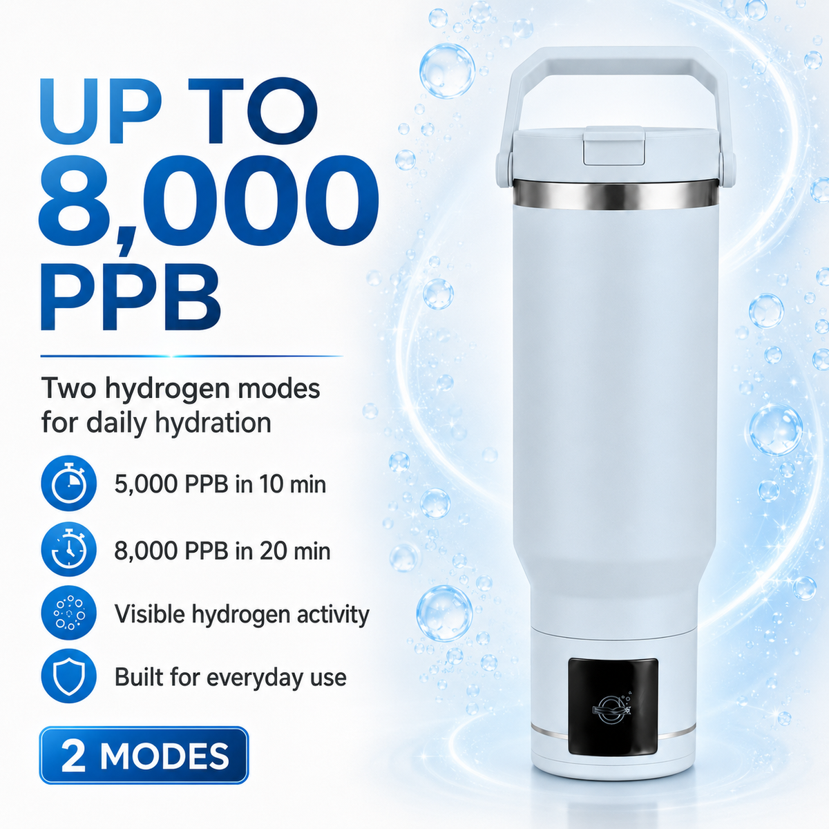 HydroTumbler Pro – 8000 PPB Hydrogen Water Bottle | 316 Stainless