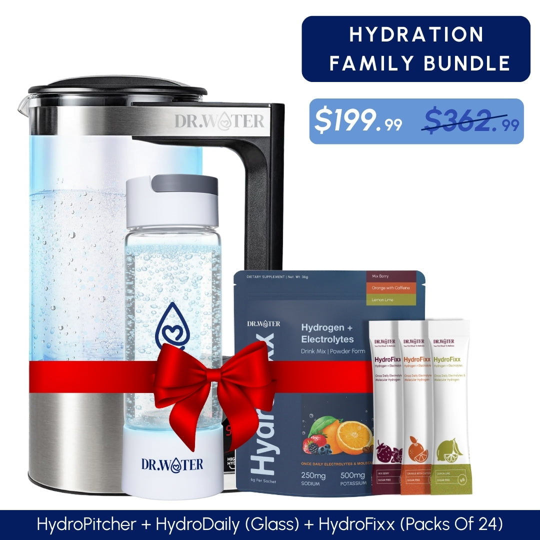 Family Bundle (HydroPitcher + HydroDaily Glass + HydroFixx- pack of 24)