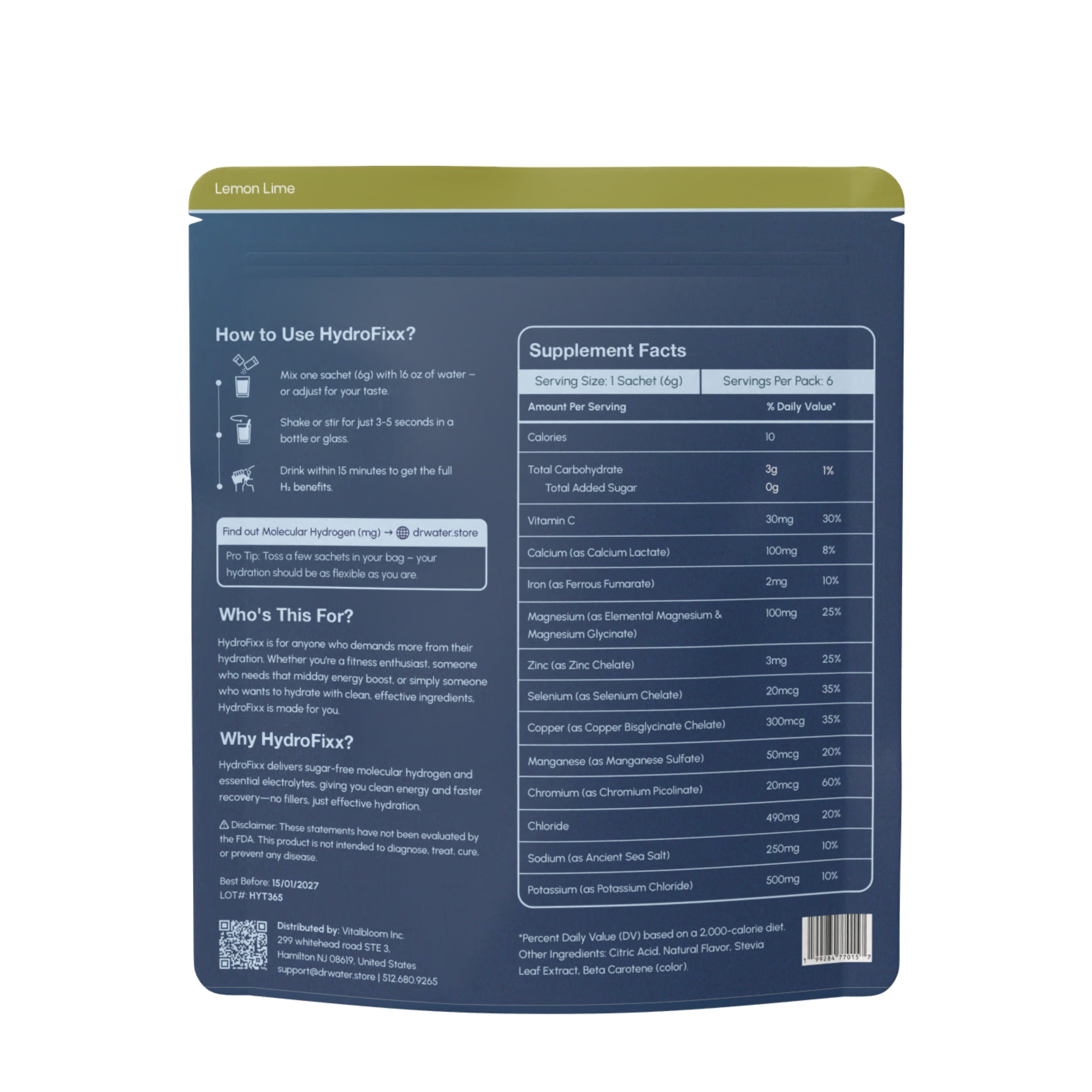 HydroFixx Hydrogen + Electrolytes Mix