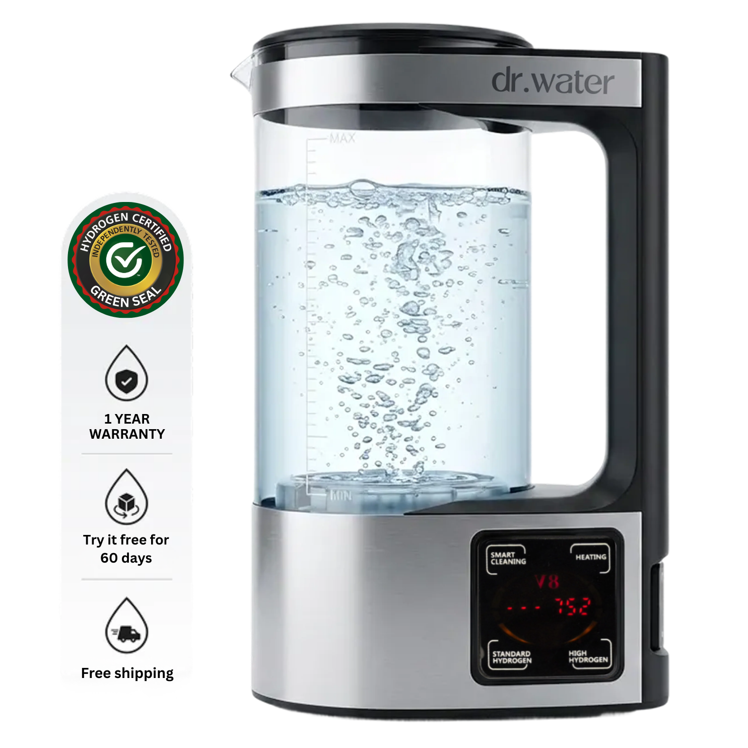 HydroPitcher 68oz – Glass Hydrogen Water Pitcher