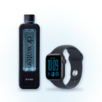 Hydrator Max hydrogen bottle next to an Apple Watch SE 3