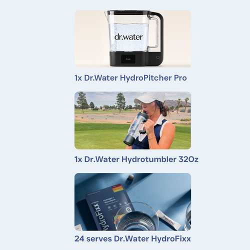 What's in the Dr. Water Family Hydration Essentials Bundle — HydroPitcher Pro, HydroTumbler, HydroFixx
