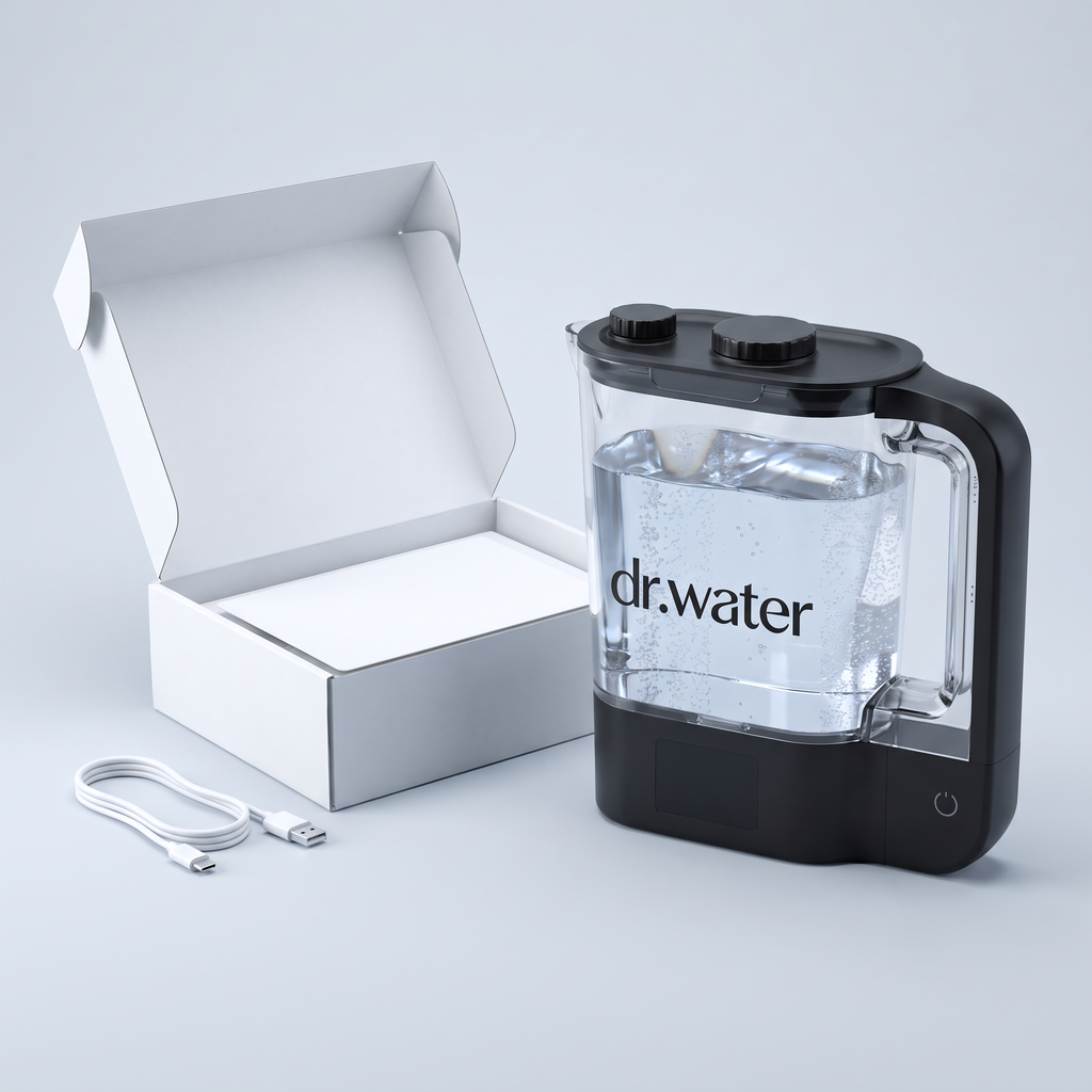 HydroPitcher Pro unboxing – cordless Tritan hydrogen water pitcher with USB-C cable